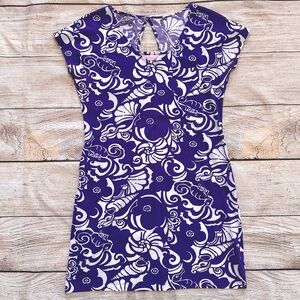 Lilly Pulitzer Blue Violet Seashell Featherweight T-shirt Dress Ladies Sz S
